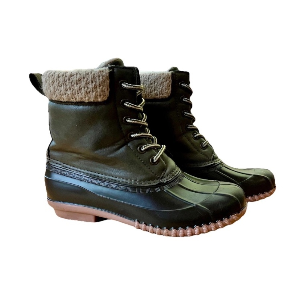 Magellan Outdoors Women's Waterproof Duck Boots Green Black Sz 5B Kids size 3.5